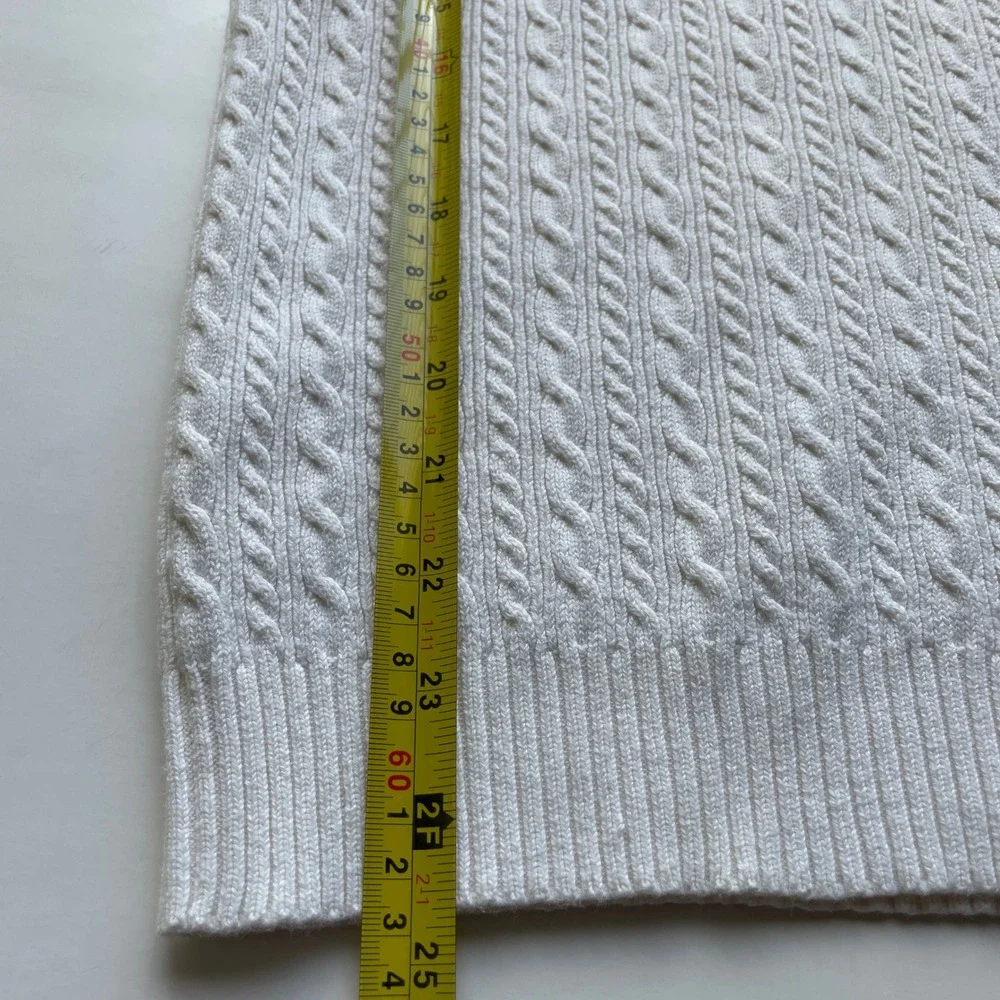VTG Y2K Old Navy Womens Cable Knit Cotton Sweater Large Preppy Academia Timeless